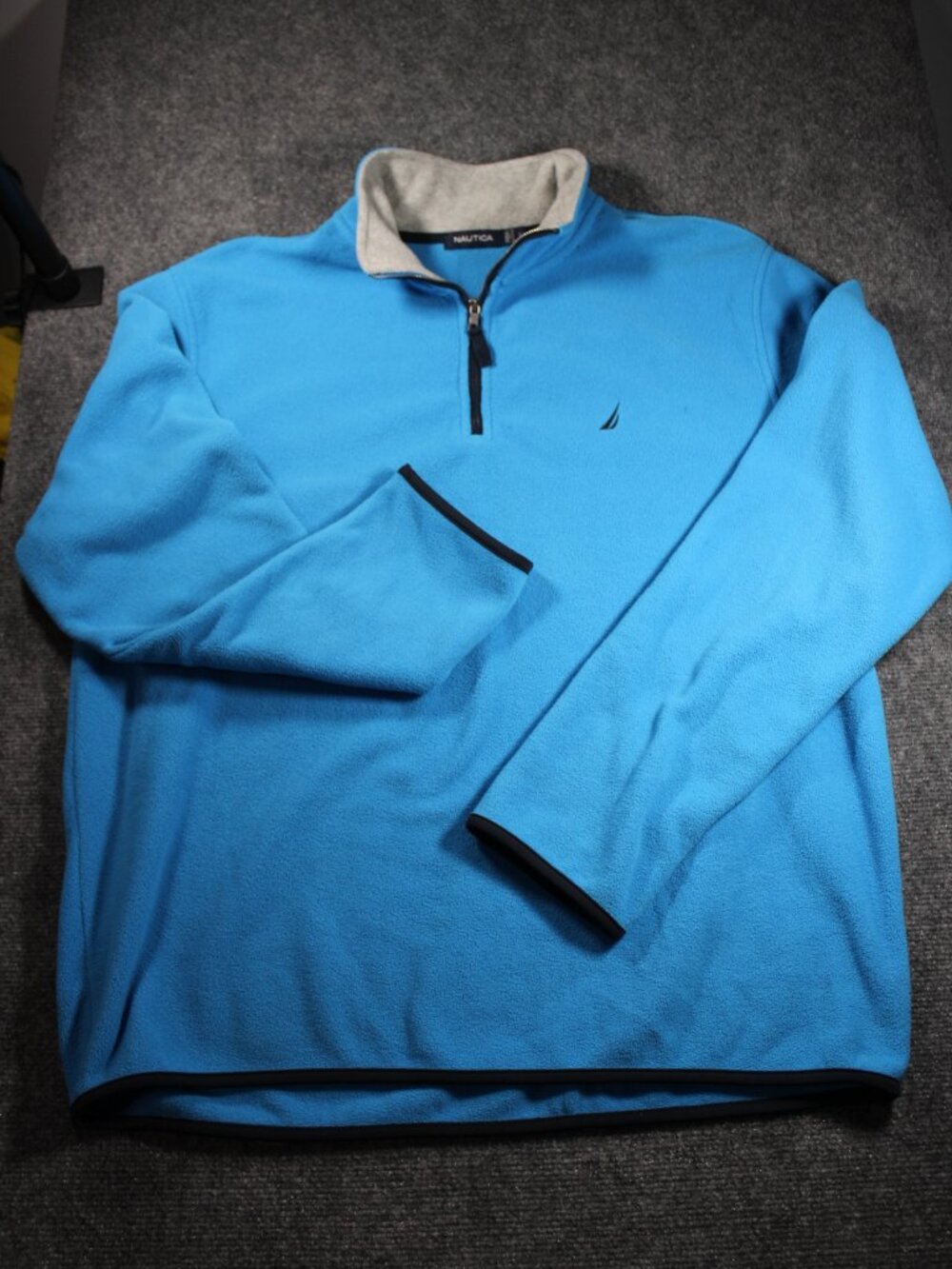 Nautica Royal Blue 1/4 Zip Pullover Fleece Men's Size Large Outdoor Hiking